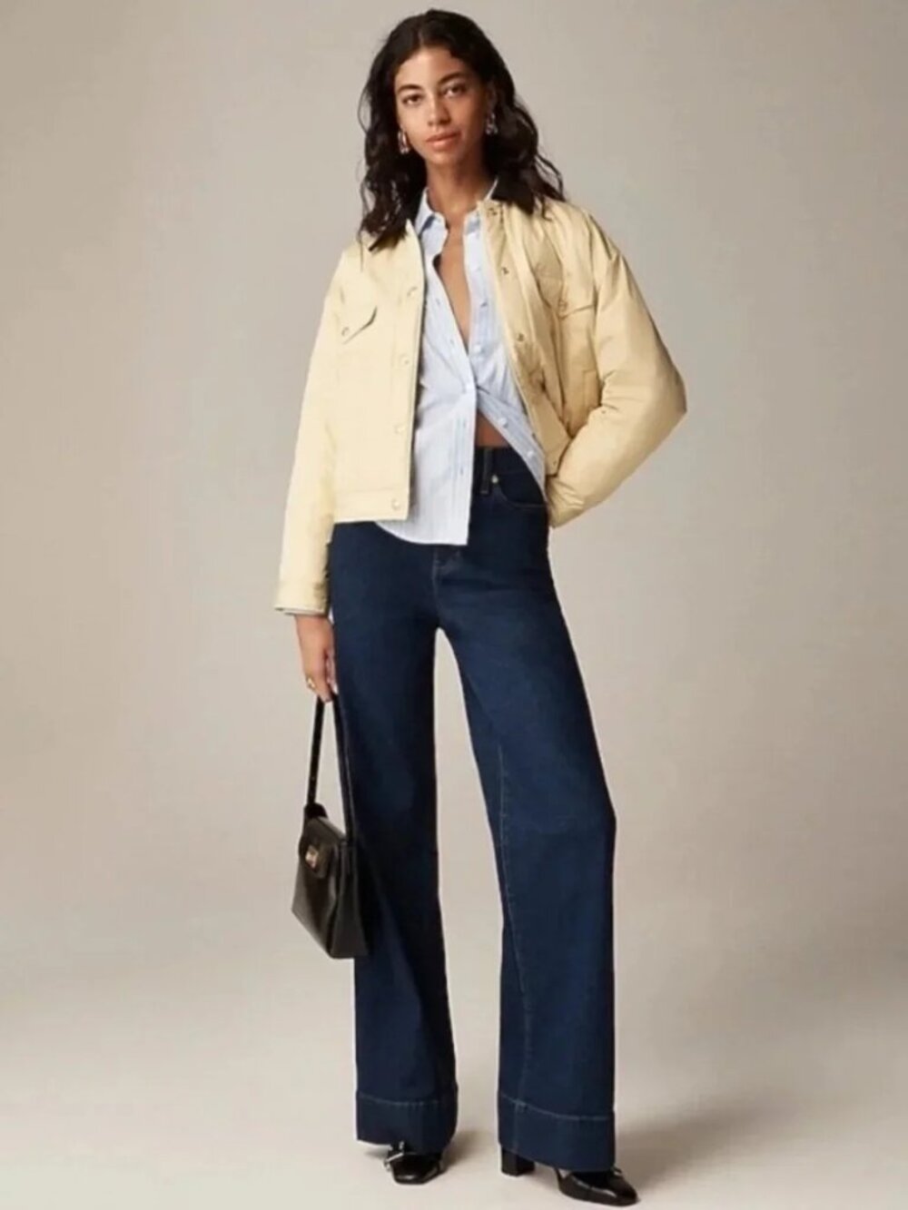 J. Crew High Rise Dark Wash Wide Leg Trouser Jean Size 30